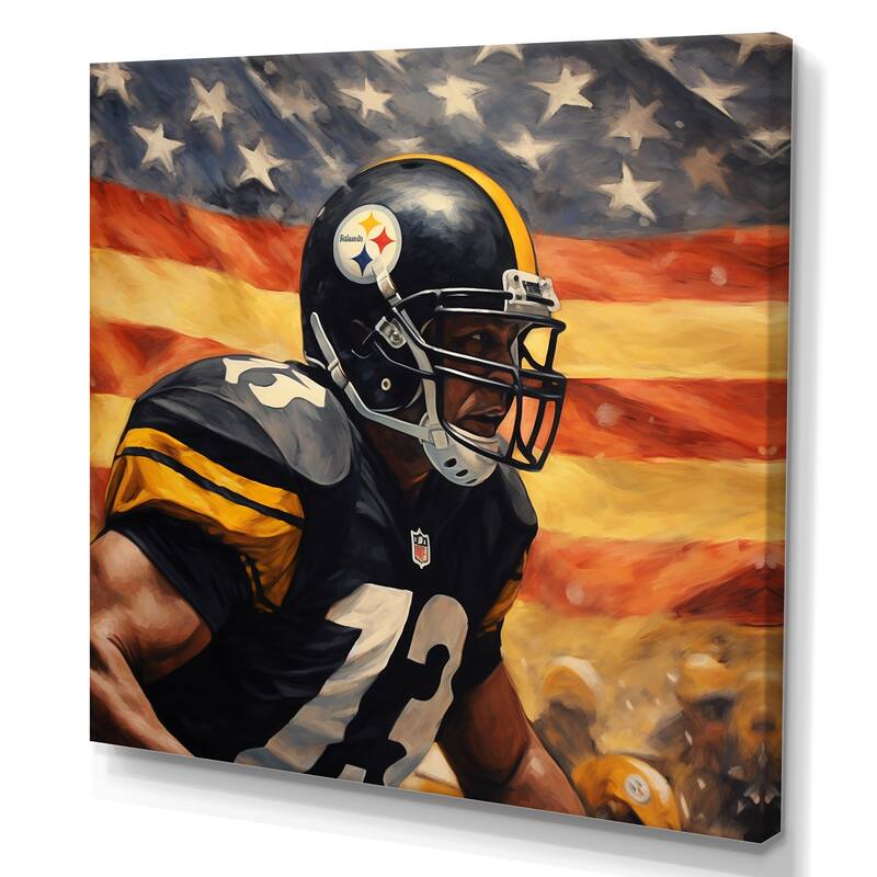 Designart "Patriot Usa Football Player I" Nfl Wall Art Bed Bath
